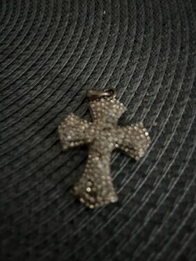 Rhinestone Cross Pendant - Silver Crystal Accent